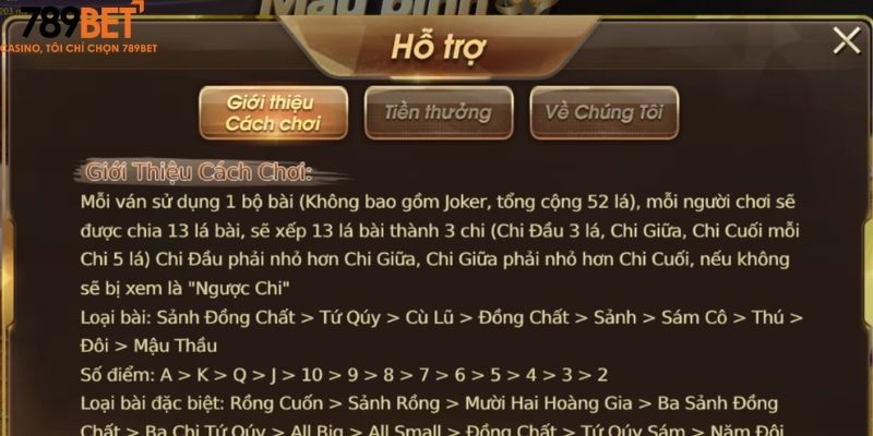 Mậu Binh Online - Game Bài Đổi Thưởng Đang Gây Sốt Tại 789Bet 2 Luật chơi Mậu Binh trực tuyến tại 789Bet